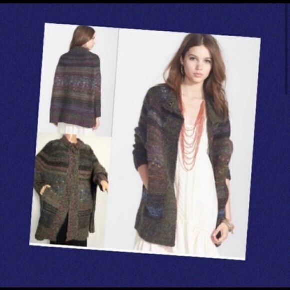 FREE PEOPLE STARLIGHT WOOL & MOHAIR SHADOW OVERSIZED CARDIGAN - Picture 1 of 6